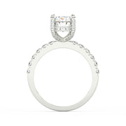 2Ct Oval Cut Moissanite Halo Engagement Ring 14K White Gold Plated